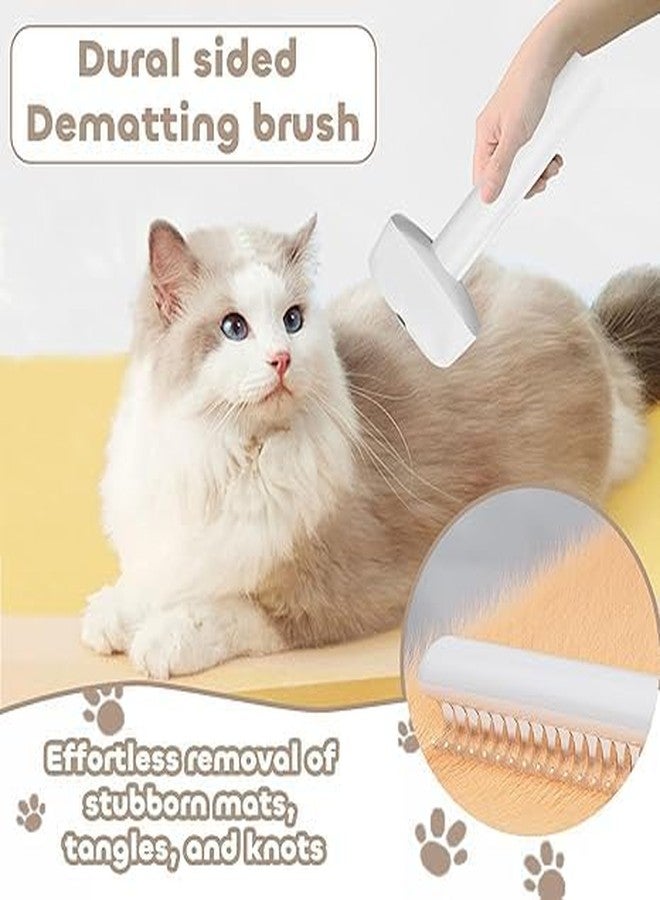 VALUEVIBES 3-in-1 Cat Grooming Kit with Shedding Brush, Slicker Comb & Massage Glove | Pet Grooming Set for Short & Long Fur | Removes Loose Hair, Tangles & Dandruff | For Indoor & Outdoor Cats (White) (WHITE) - Image 3